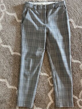 H&M Gray Plaid Slim Ankle Pants